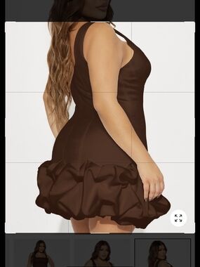 Fashion Nova Brown Ruffle Hem Mini Dress